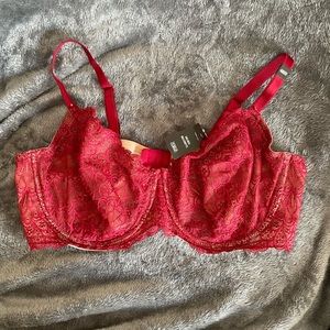 Torrid dark red lace unlined balconette bra 48DD